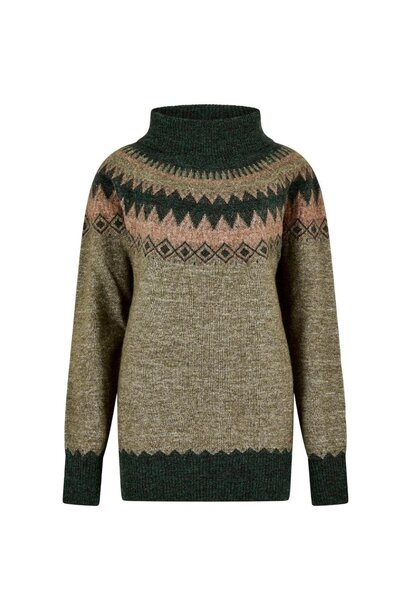 Dubarry Devlin Dames Fair isle Coltrui - Olive