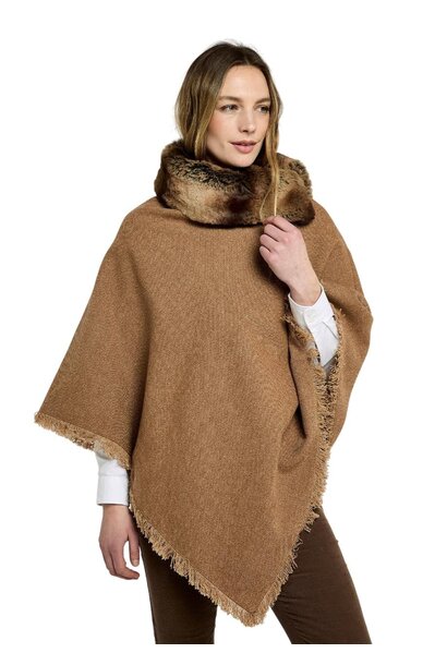 Dubarry Silverfir Tweed Poncho - Camel Twill