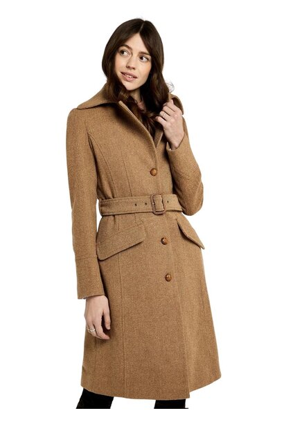 Dubarry Brookvale Dames Lange Tweedjas - Camel Twill