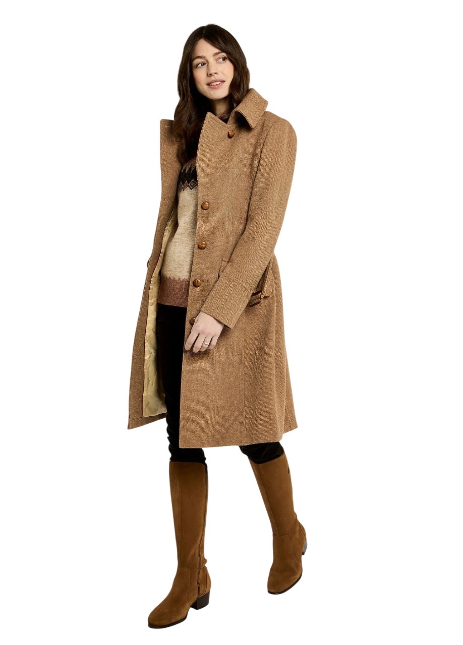 Dubarry Brookvale Dames Lange Tweedjas - Camel Twill-2