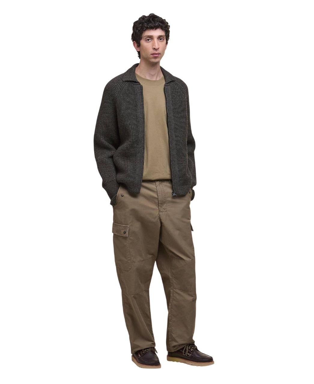 Barbour Garthman Knitted Zip-Up Jumper Olive Ink-2