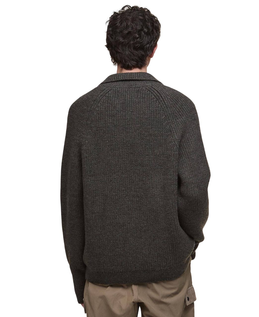 Barbour Garthman Knitted Zip-Up Jumper Olive Ink-3