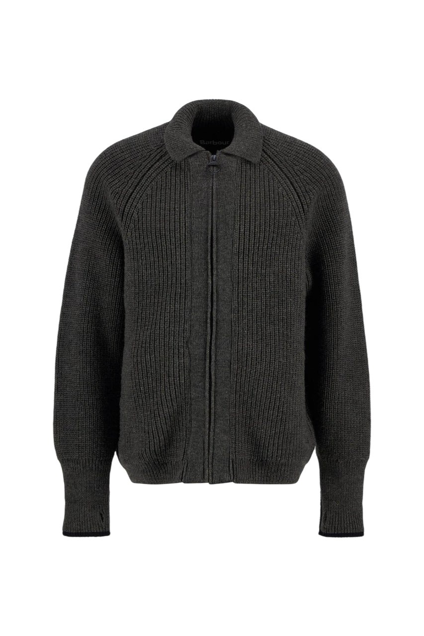 Barbour Garthman Knitted Zip-Up Jumper Olive Ink-6