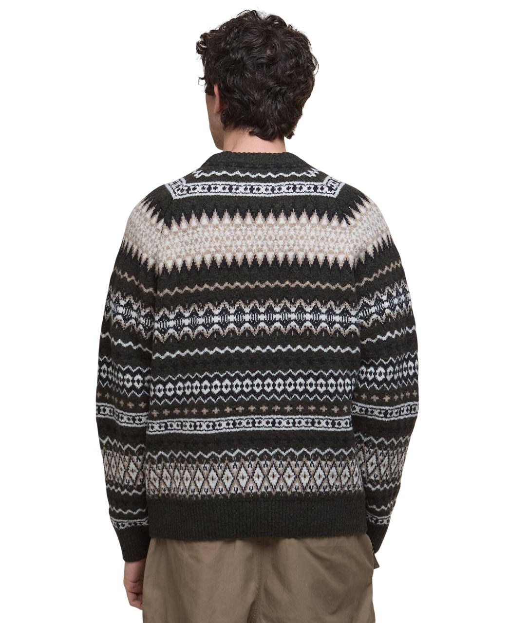 Barbour Hase Brushed Fair Isle Crew Neck Olive Ink-2