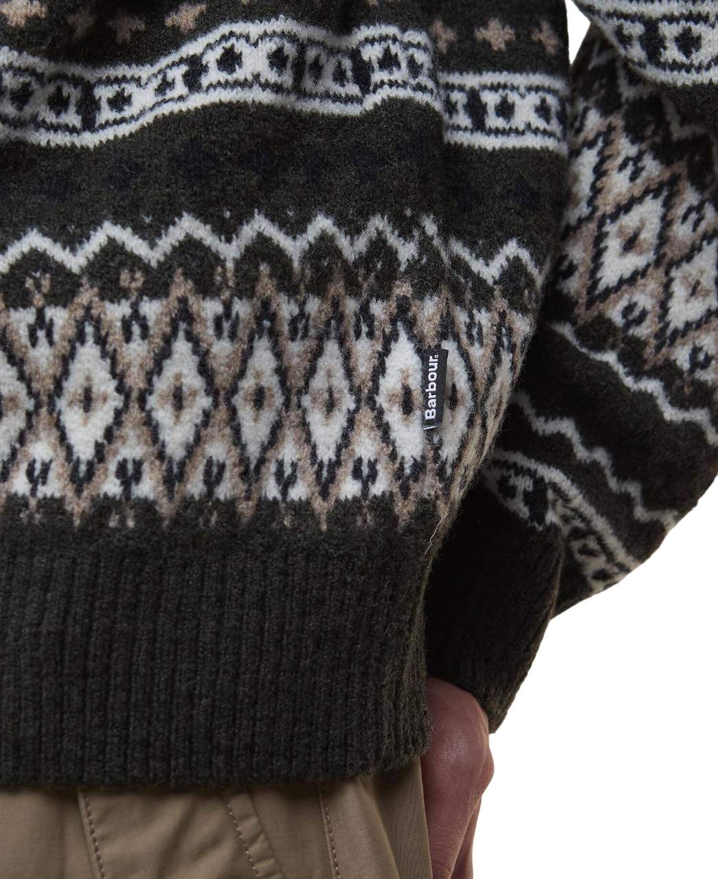 Barbour Hase Brushed Fair Isle Crew Neck Olive Ink-4