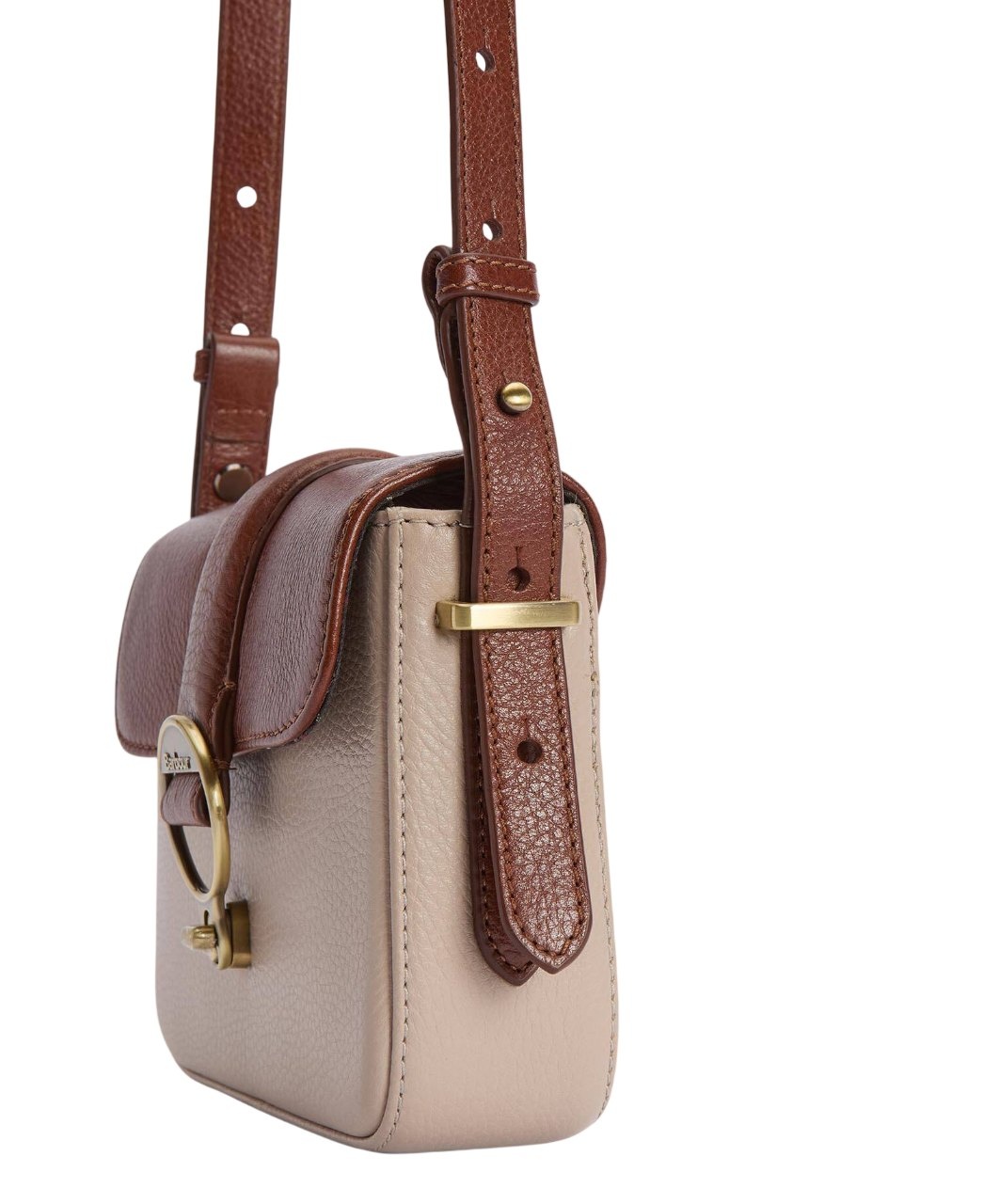 Barbour Mini Rosa Leather Crossbody Bag Pebbled Pink/Brown-7