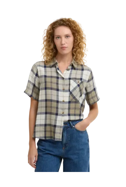 Barbour Fern Short-Sleeved Tartan Shirt Dress Navy Tartan