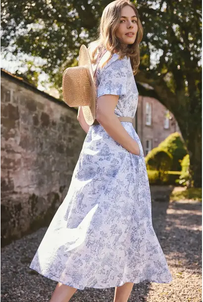 Barbour Wisteria Midi Dress Ink Blue Print