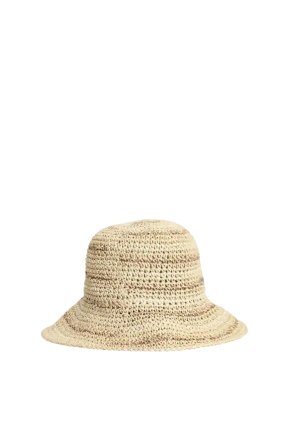 Barbour Kelley Crochet Bucket Hat Natural