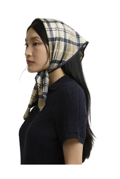 Barbour Kinsale Tartan Head Scarf Dress Indigo Tartan