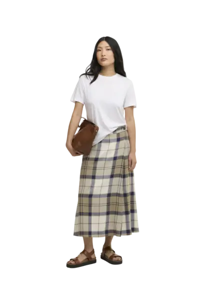 Barbour Ballina Midi Skirt Dress Navy Tartan