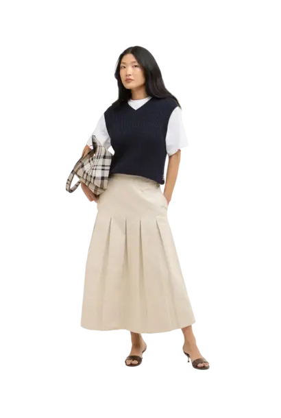 Barbour Kirby Pleated Midi Skirt Jasmine