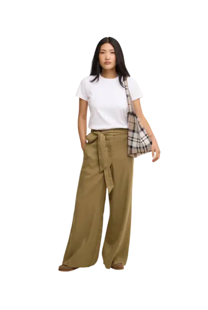 Barbour Gabby Wide-Leg Trousers Bleached Olive