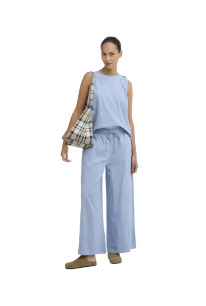 Barbour Josie Wide-Leg Trousers Light Chambray