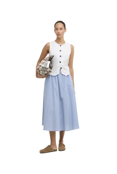 Barbour Sutton Midi Skirt Light Chambray