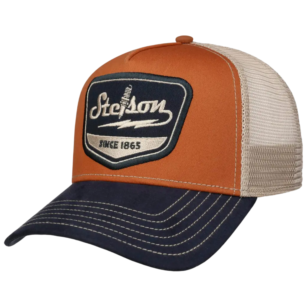 Stetson Trucker Cap Spark Plug Navy/Rust Orange-1