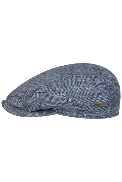 Stetson Driver Cap Silk/Linen Herringbone Blue Herringbone