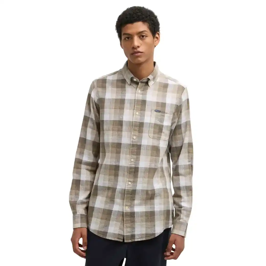 Barbour Hillroad Tailored Long-Sleeved Shirt Stone-1