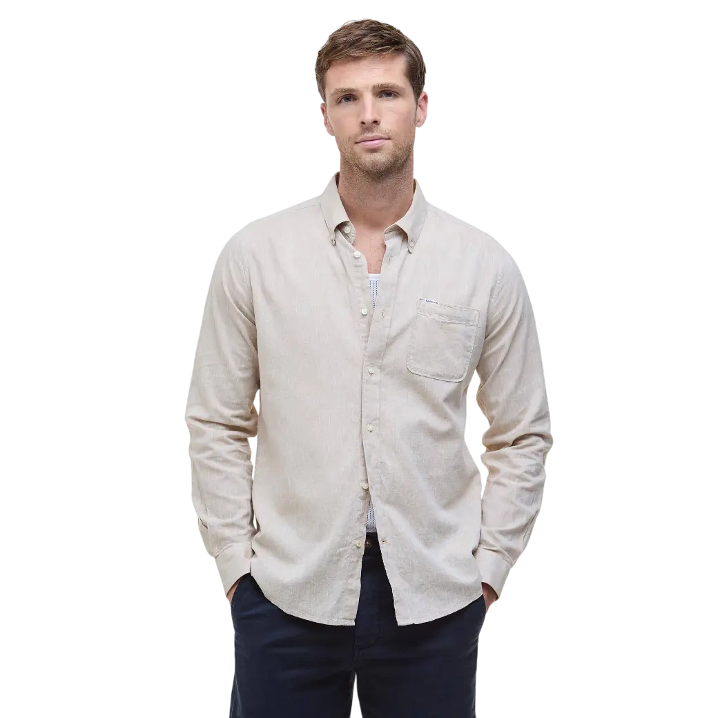 Barbour Nelson Tailored Shirt Stone-1