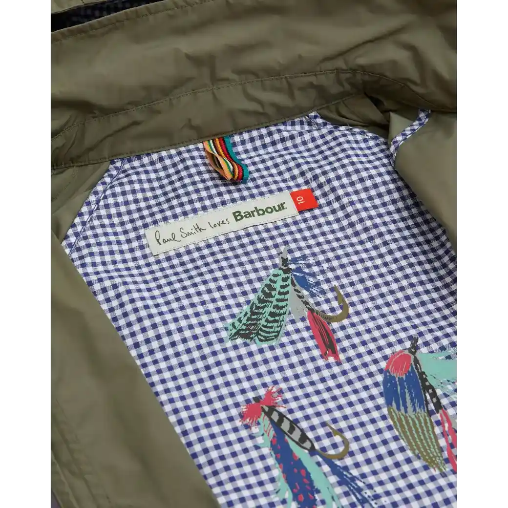 Barbour Paul Smith Loves Barbour Broomhill Showerproof Jacket Dusky Khaki/Navy/White Gingham-8