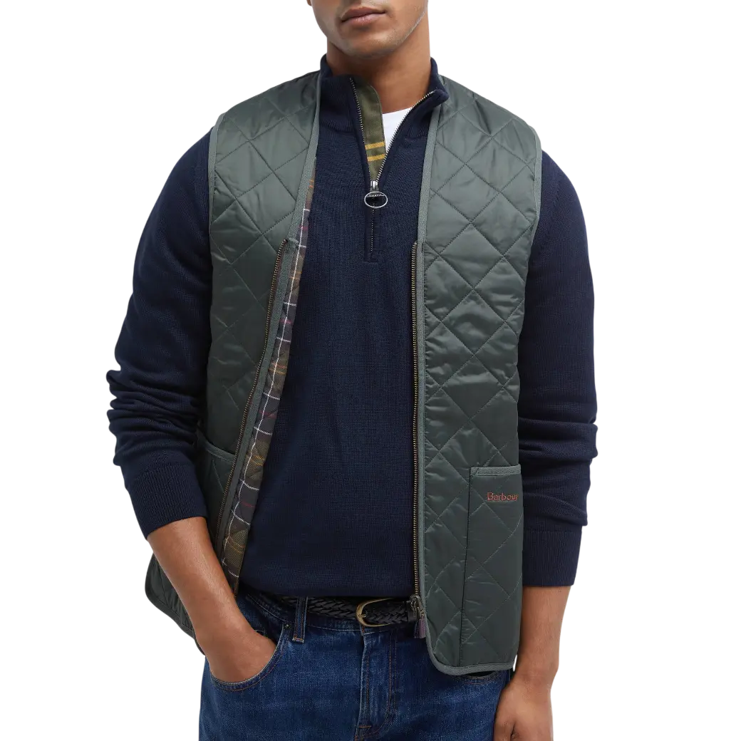 Barbour Quilted Waistcoat/Zip-In Liner Olive/Classic-6
