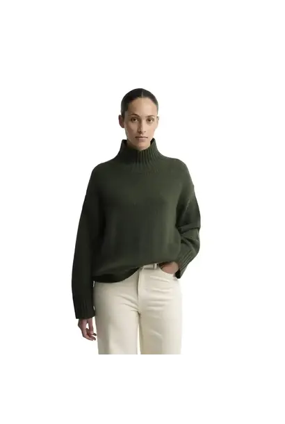 Barbour Woodhouse Cashmere-Blend Funnel Neck Jumper Olive