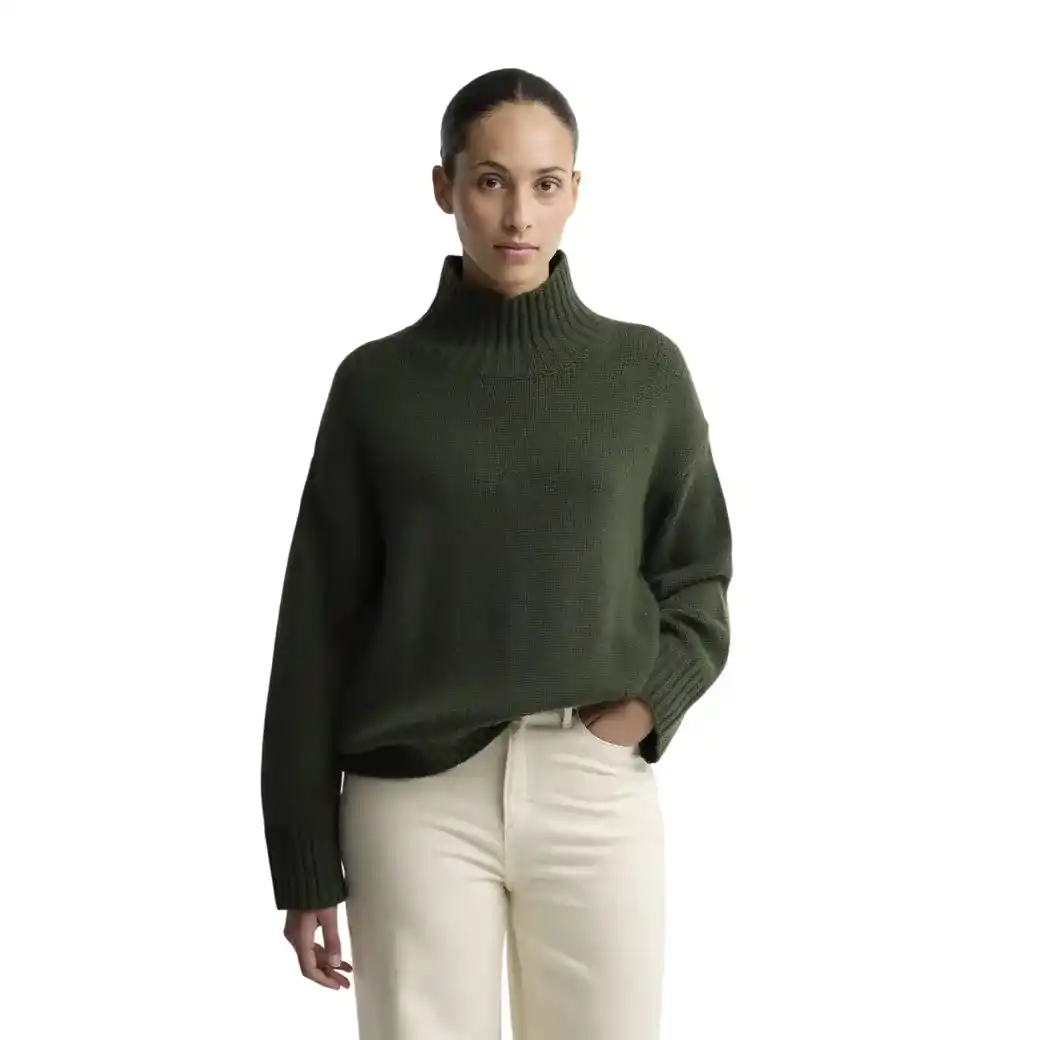 Barbour Woodhouse Cashmere-Blend Funnel Neck Jumper Olive-1