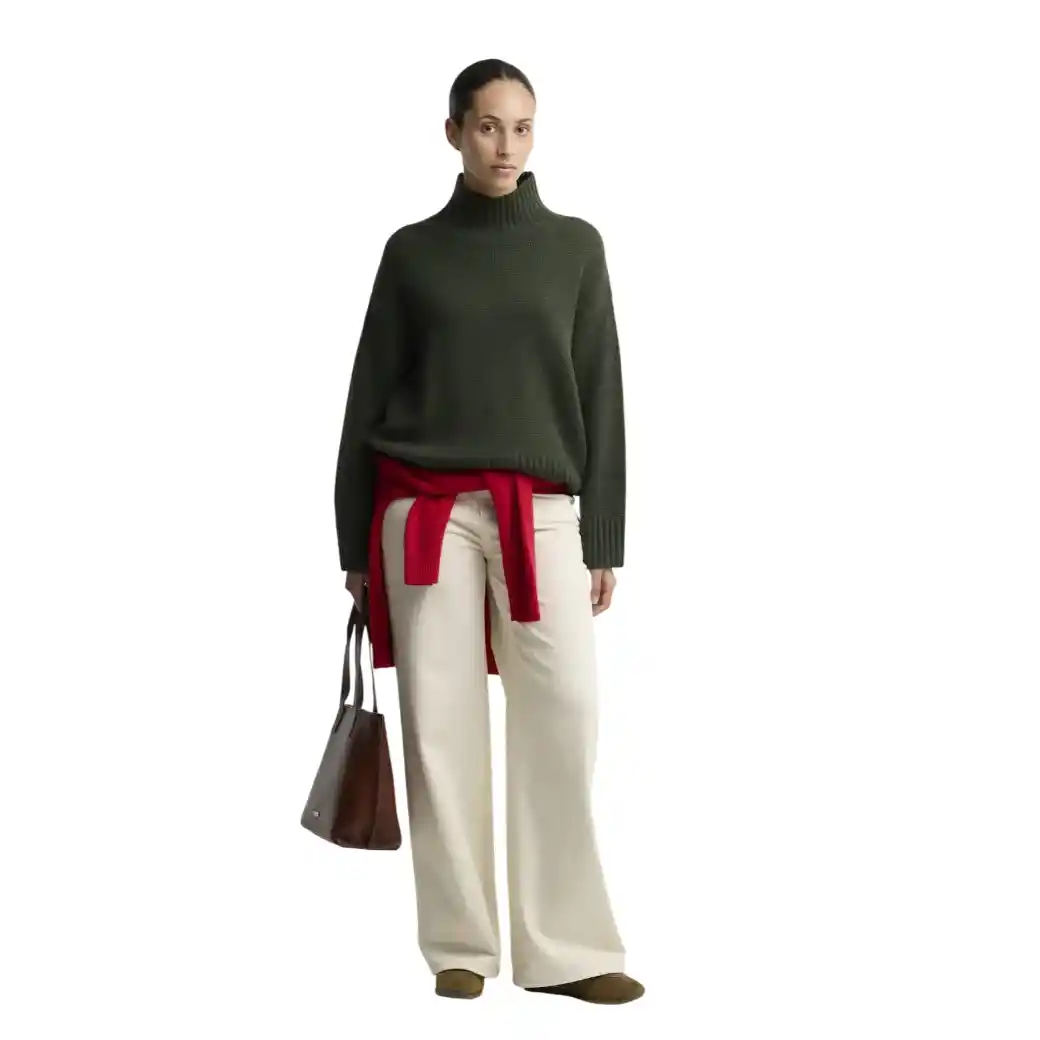 Barbour Woodhouse Cashmere-Blend Funnel Neck Jumper Olive-2