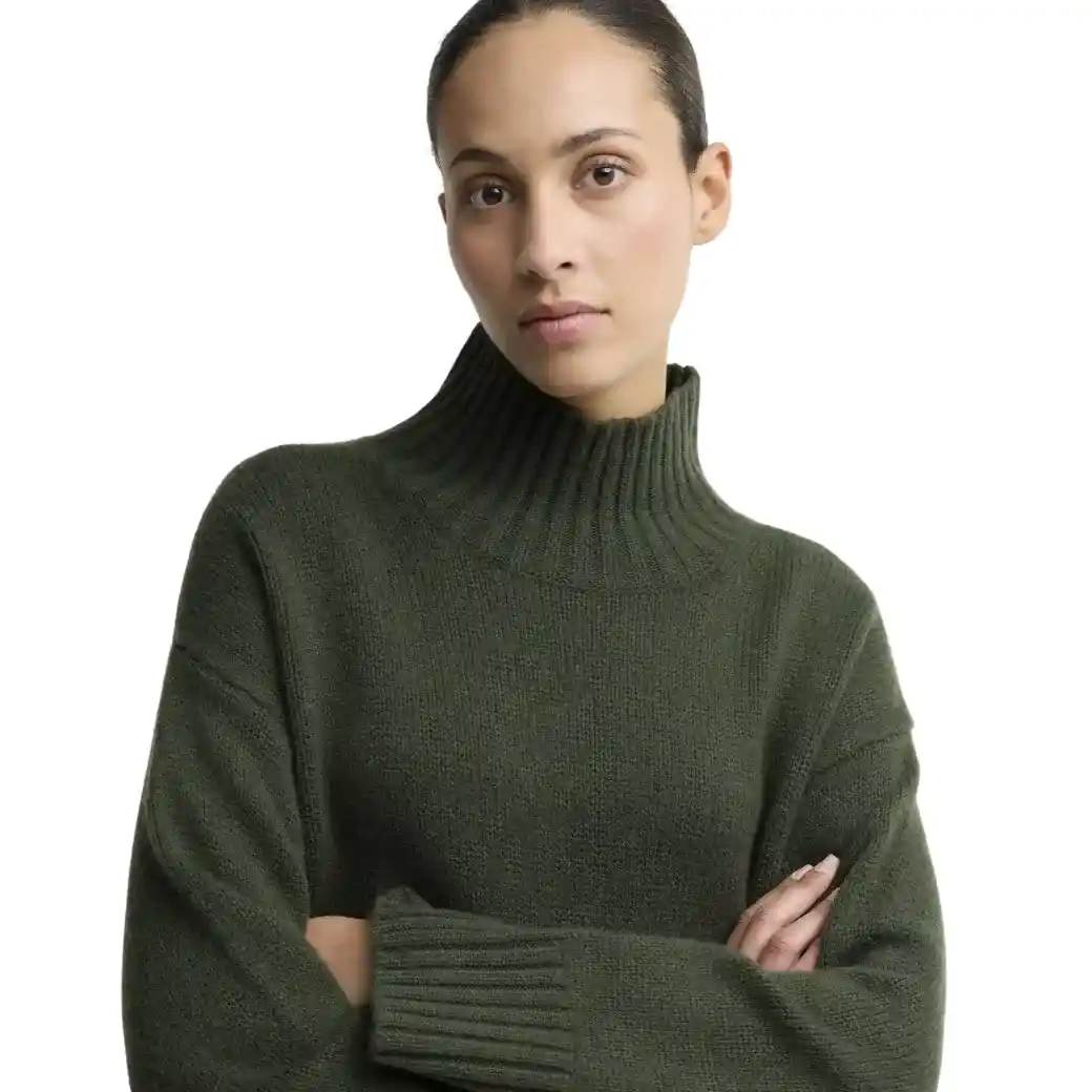 Barbour Woodhouse Cashmere-Blend Funnel Neck Jumper Olive-4