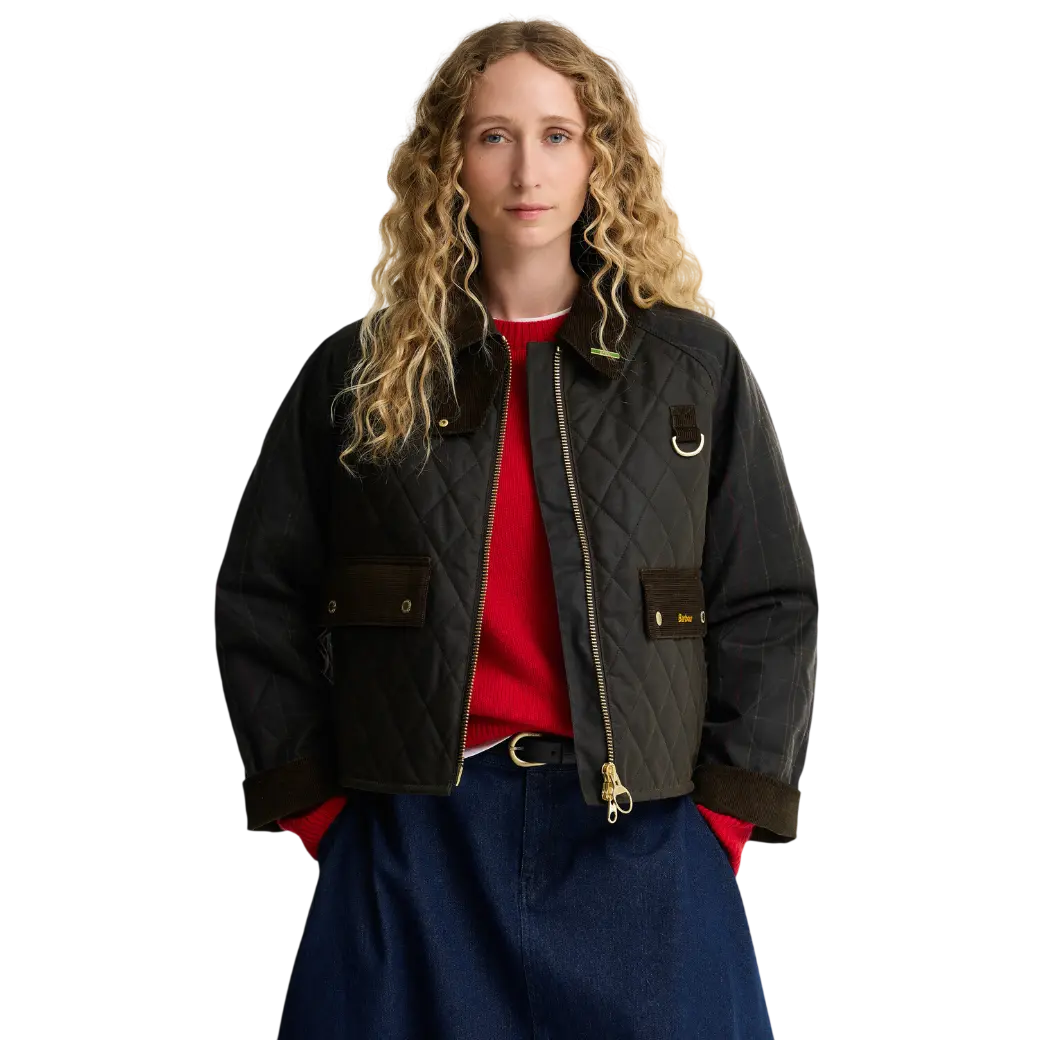 Barbour Tartan Reimagined Icons Taran Quilted Spey Waxed Jacket Olive/Classic-1