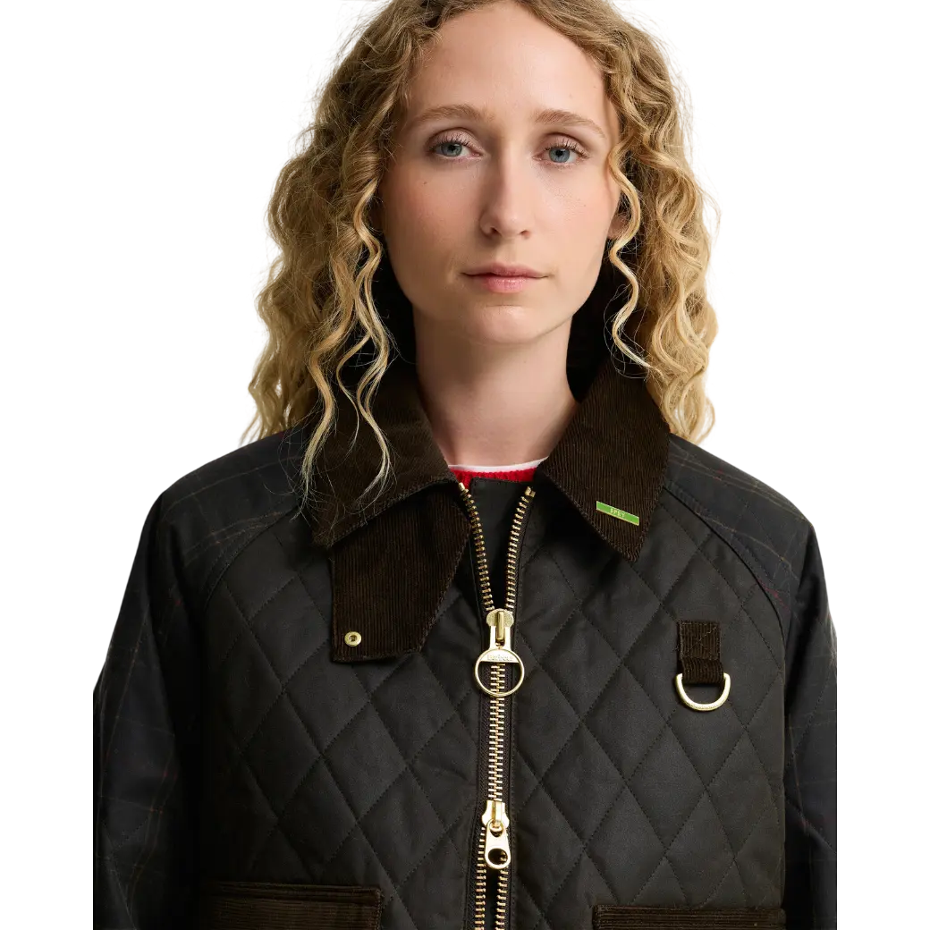 Barbour Tartan Reimagined Icons Taran Quilted Spey Waxed Jacket Olive/Classic-5