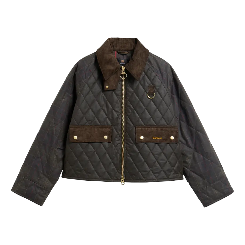 Barbour Tartan Reimagined Icons Taran Quilted Spey Waxed Jacket Olive/Classic-8