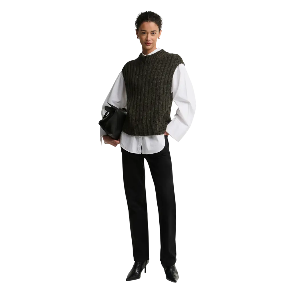 Barbour Anastasia Wool-Blend Sweater Vest Olive Multi-2