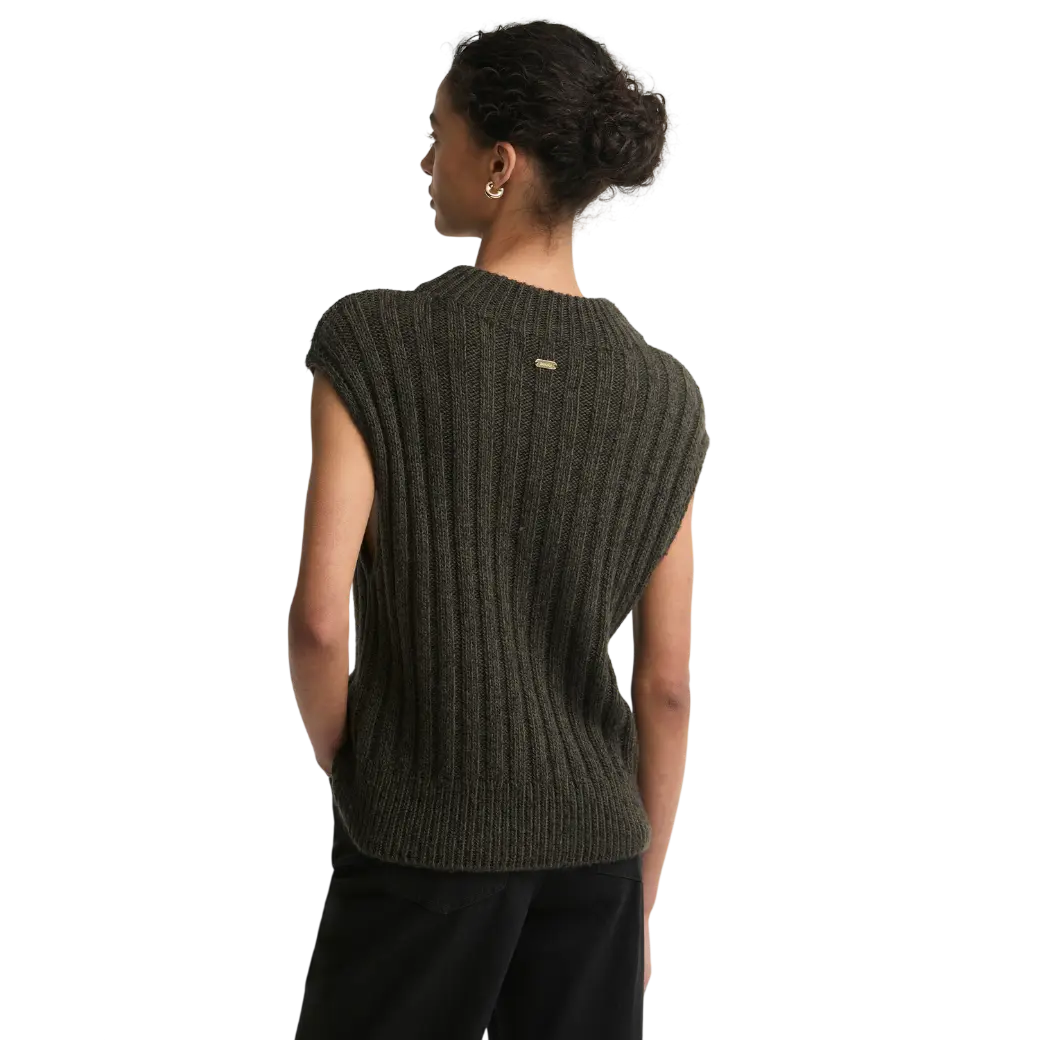Barbour Anastasia Wool-Blend Sweater Vest Olive Multi-3