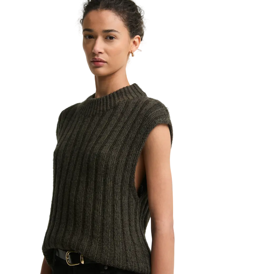 Barbour Anastasia Wool-Blend Sweater Vest Olive Multi-4