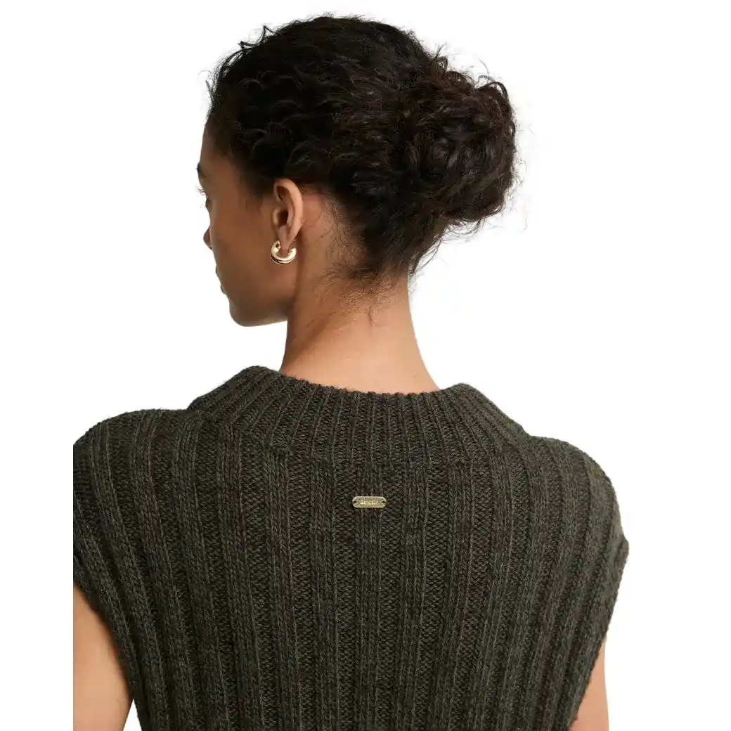 Barbour Anastasia Wool-Blend Sweater Vest Olive Multi-5