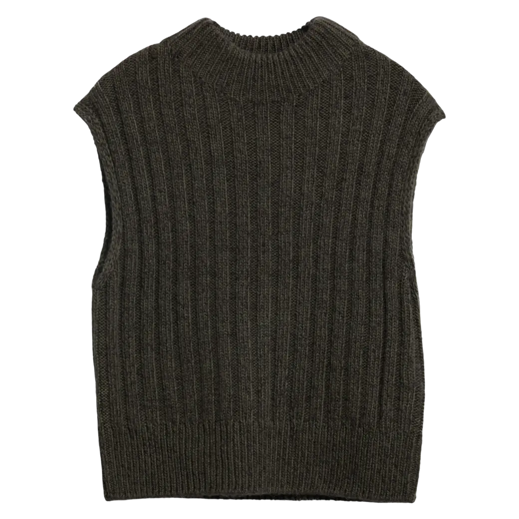 Barbour Anastasia Wool-Blend Sweater Vest Olive Multi-6