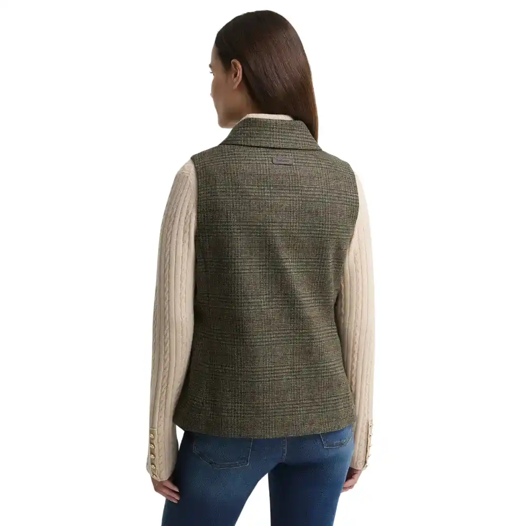 Barbour Joyce Wool Gilet Olive Price Of Wales Check-5