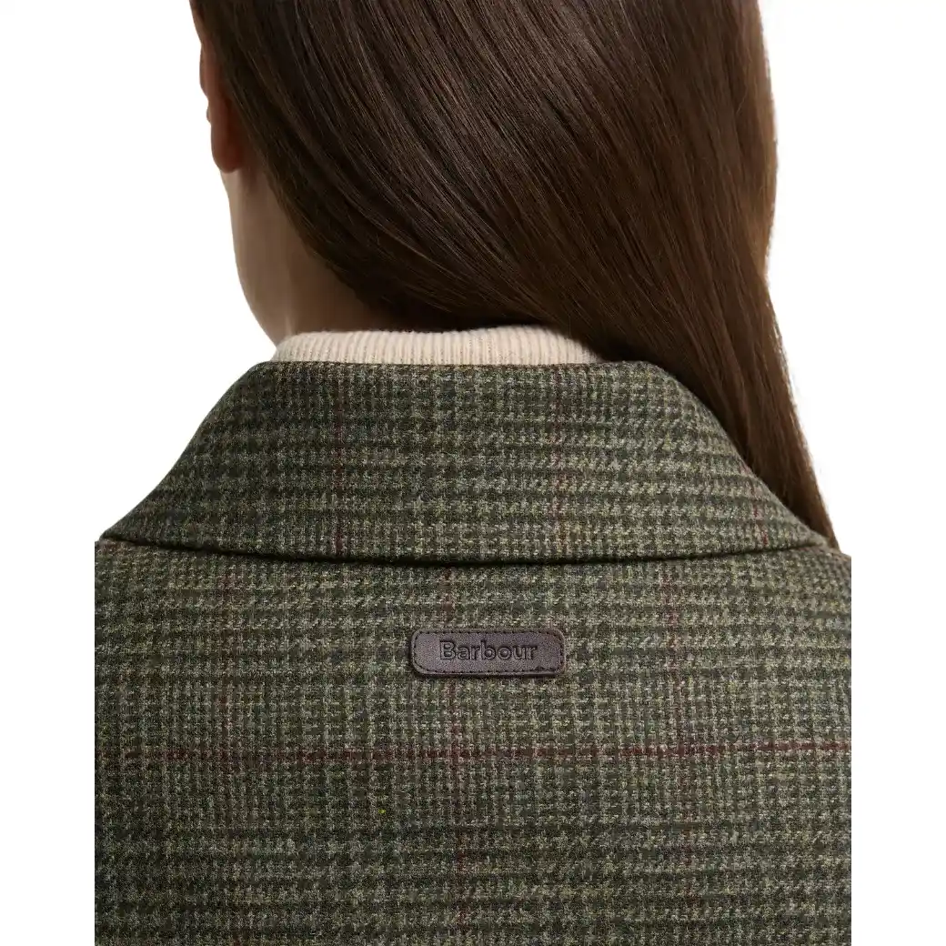 Barbour Joyce Wool Gilet Olive Price Of Wales Check-7