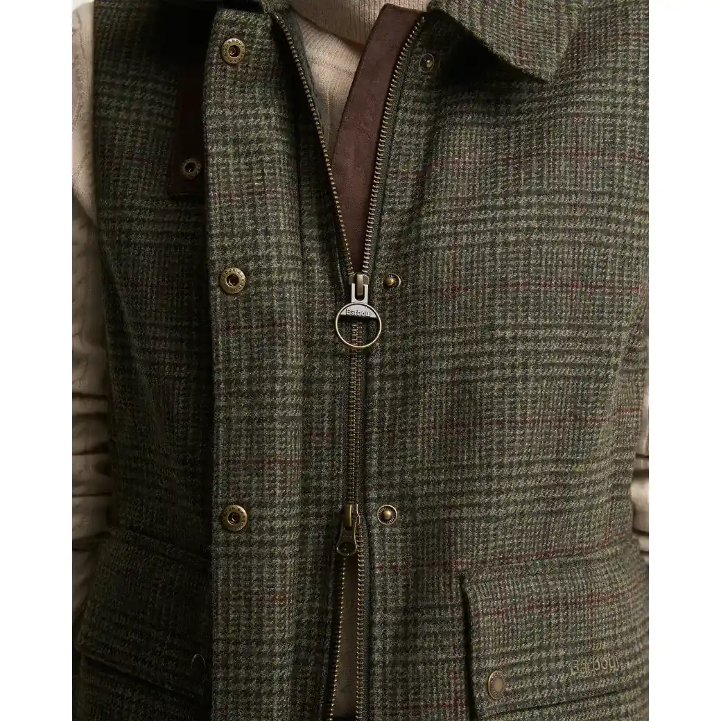 Barbour Joyce Wool Gilet Olive Price Of Wales Check-9