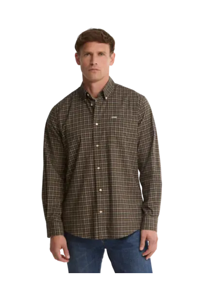 Barbour Alderwood Tattersall Long-Sleeved Shirt Olive
