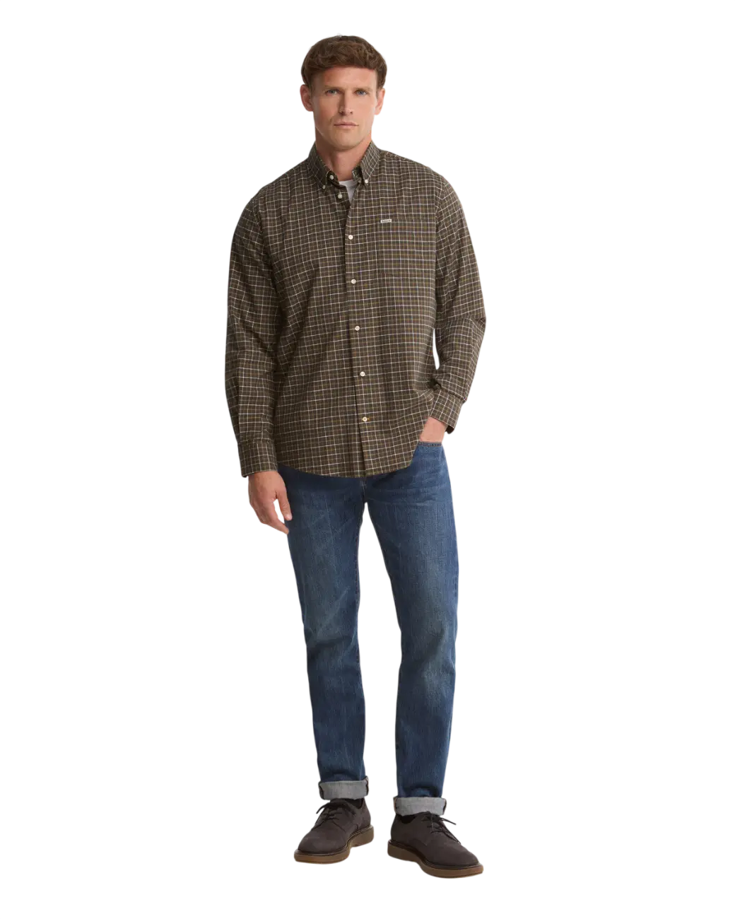 Barbour Alderwood Tattersall Long-Sleeved Shirt Olive-2