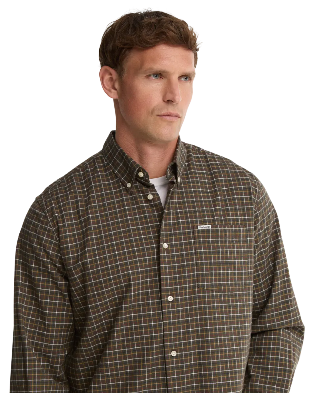 Barbour Alderwood Tattersall Long-Sleeved Shirt Olive-4