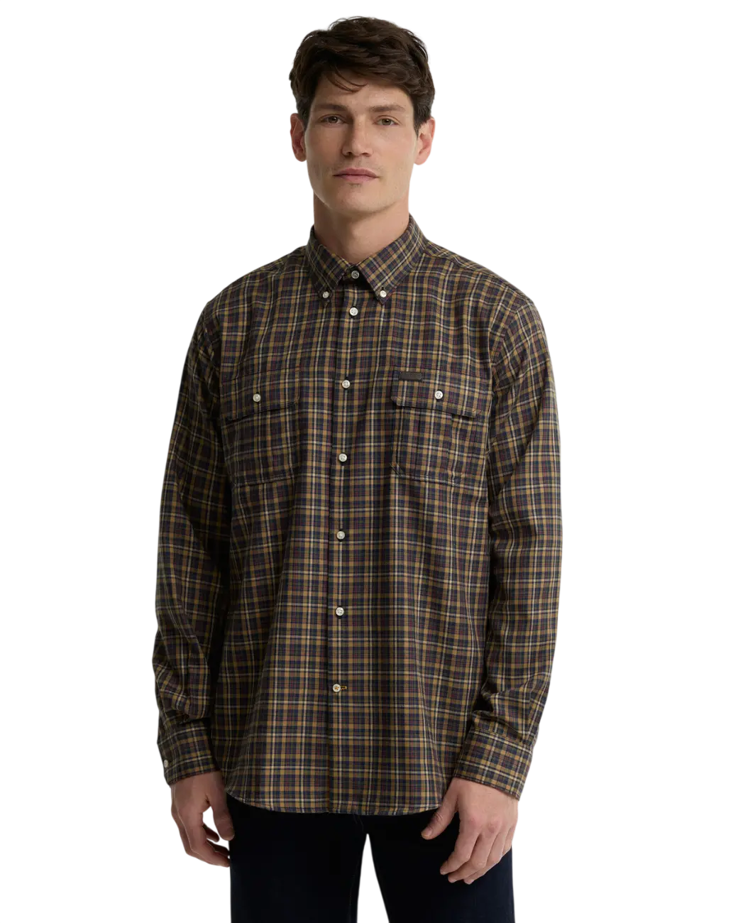 Barbour Panwell Thermo-Weave Checked Shirt Camel-1
