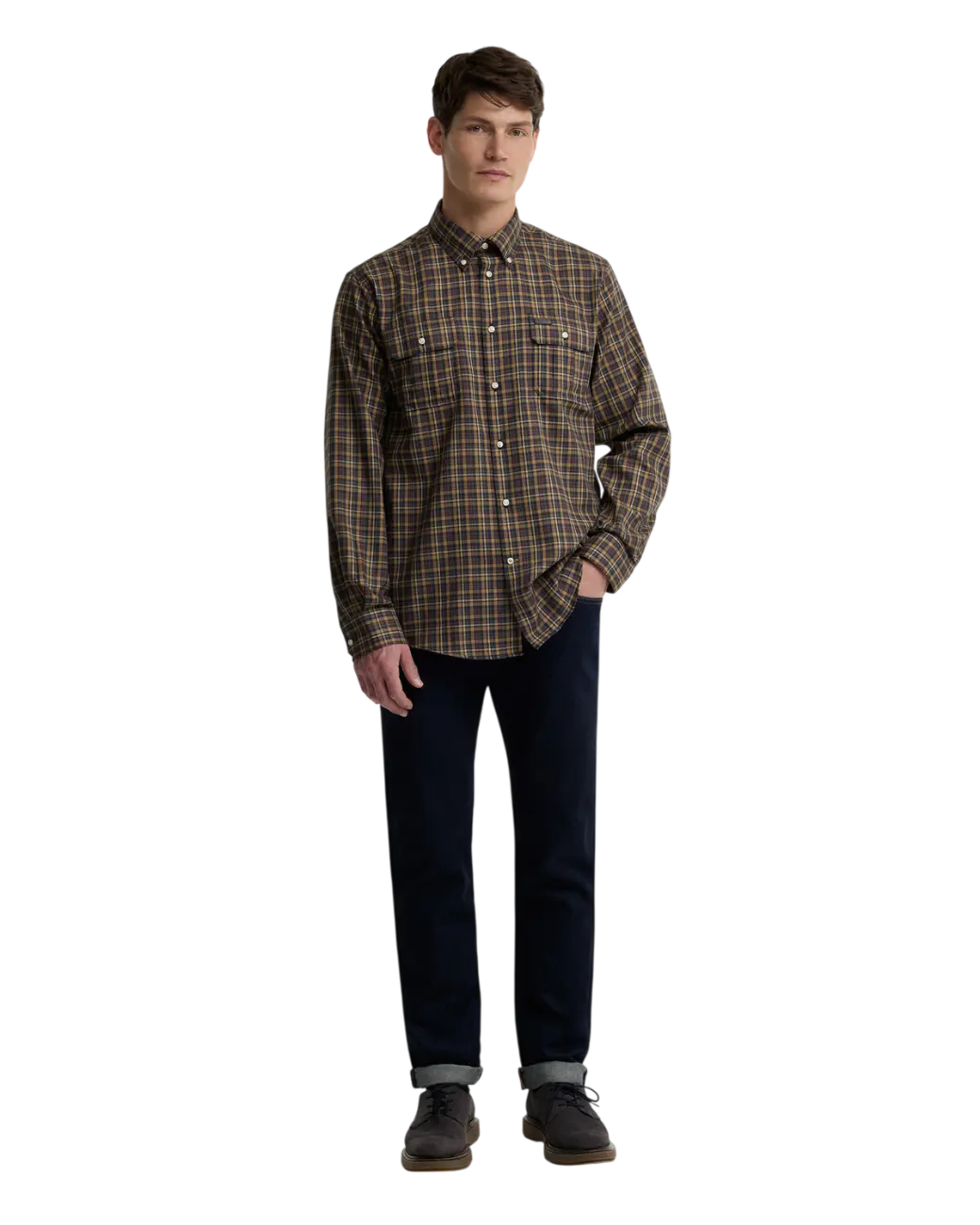 Barbour Panwell Thermo-Weave Checked Shirt Camel-2