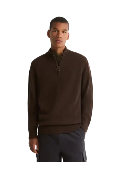 Barbour Holden Half Zip Jumper Dark Oak