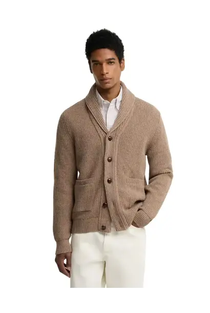 Barbour Hartland Knitted Shawl Neck Cardigan Stone