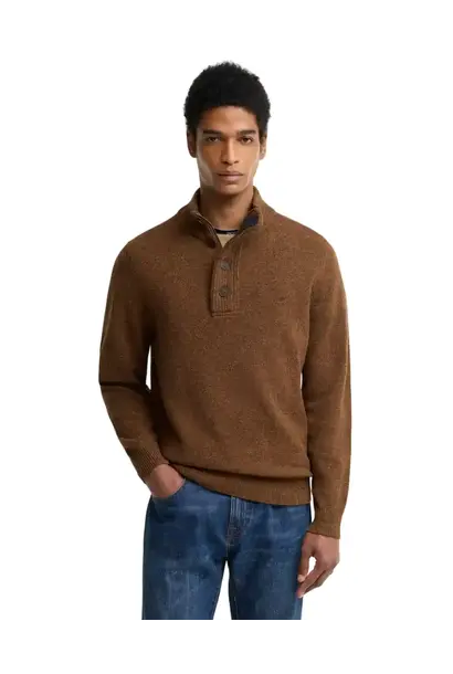 Barbour Essentials Patch Half Zip Knitted Jumper Bracken