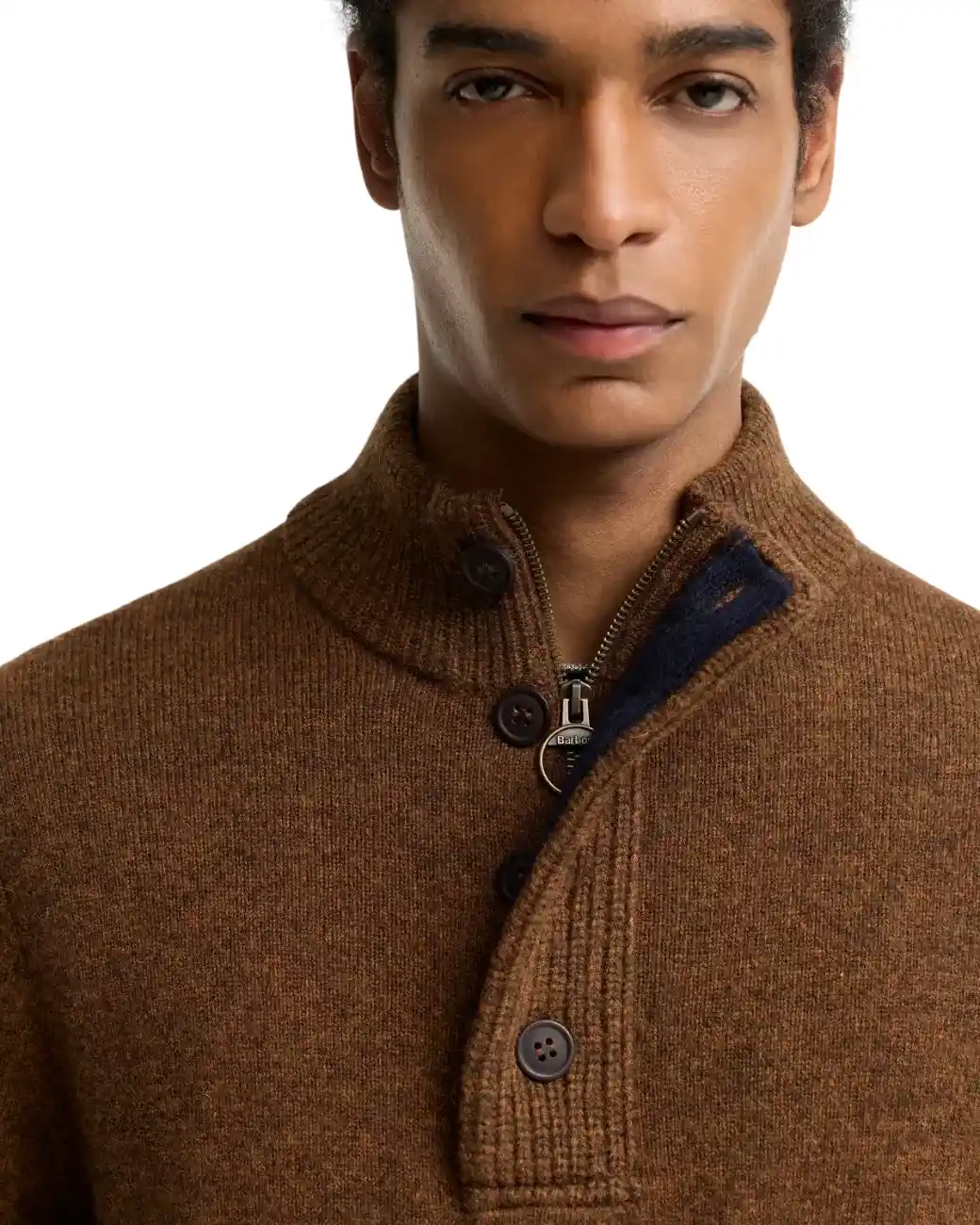 Barbour Essentials Patch Half Zip Knitted Jumper Bracken-4