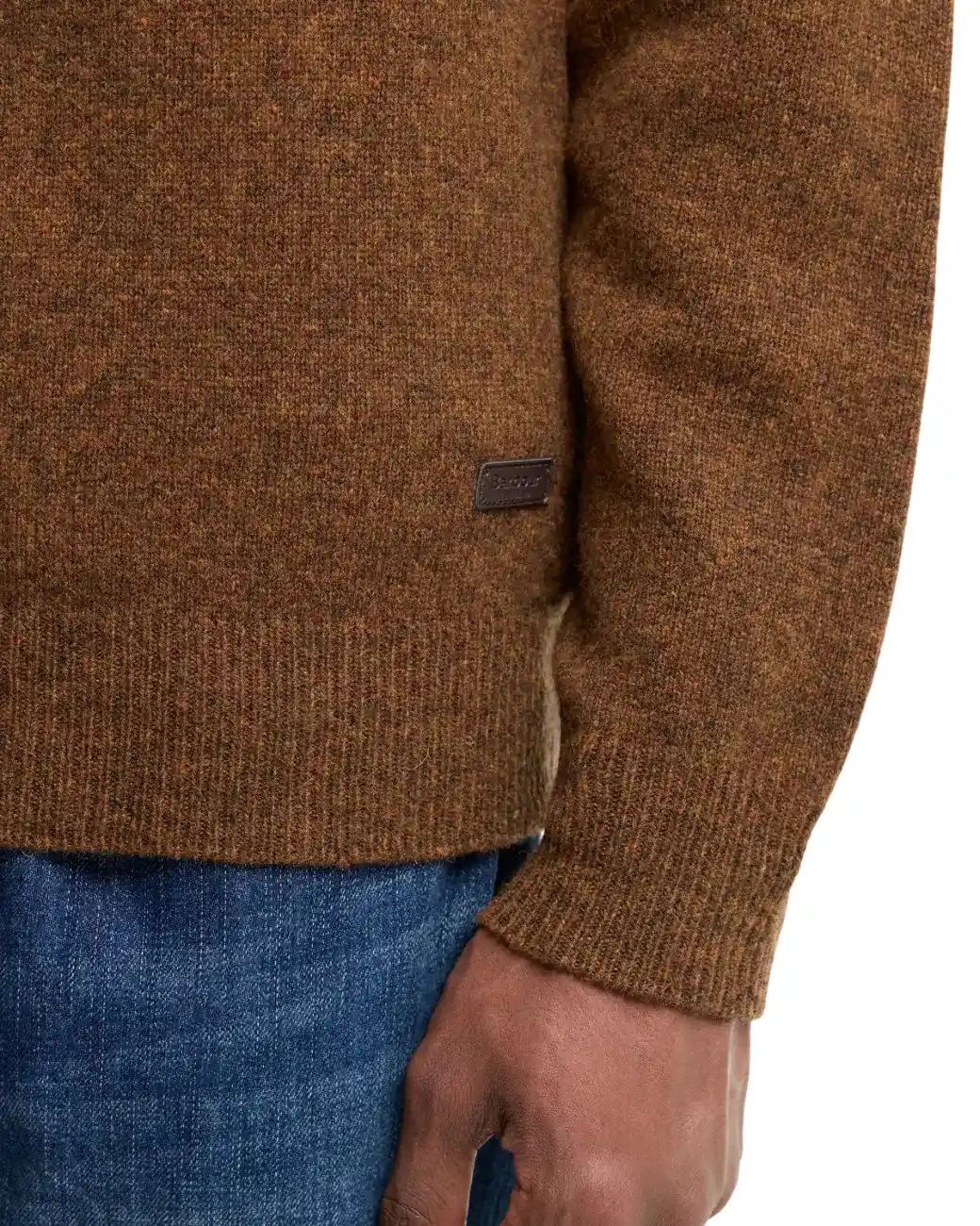 Barbour Essentials Patch Half Zip Knitted Jumper Bracken-5